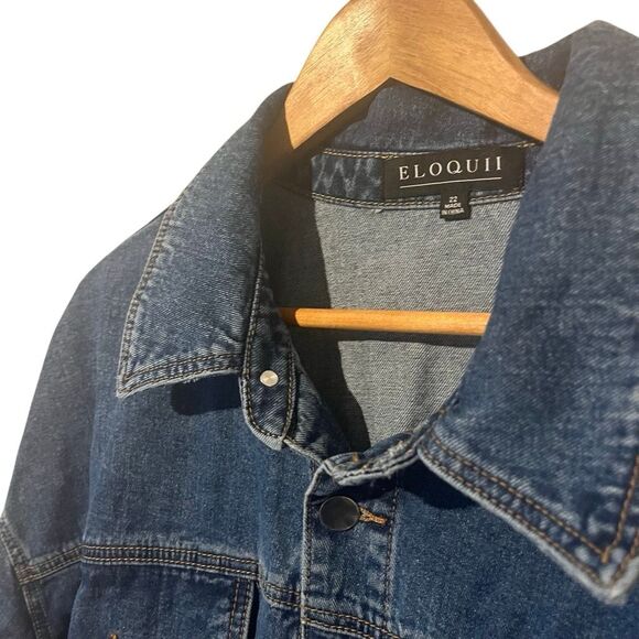 Eloquii blue Denim wide leg Jumpsuit Size 22 - Picture 7 of 11